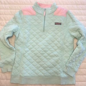 Vineyard Vines Quilted Pink Green Shep Sweatshirt
